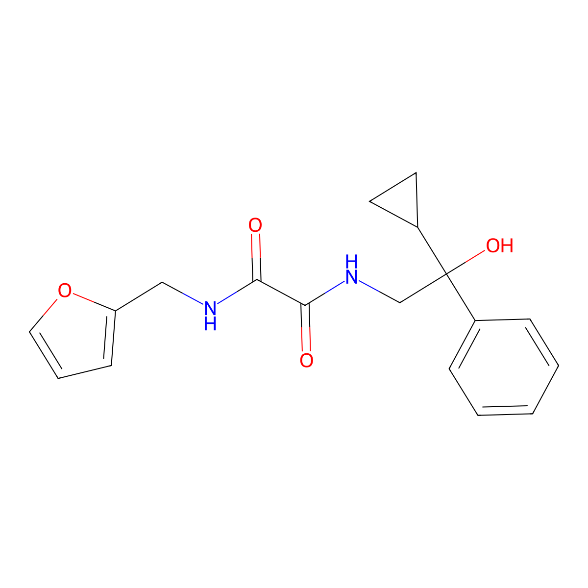 N1-(2-cyclopropyl-2-hydroxy-2-phenylethyl)-N2-(furan-2-ylmethyl)oxalamide molecular structure, CAS 1704580-95-9