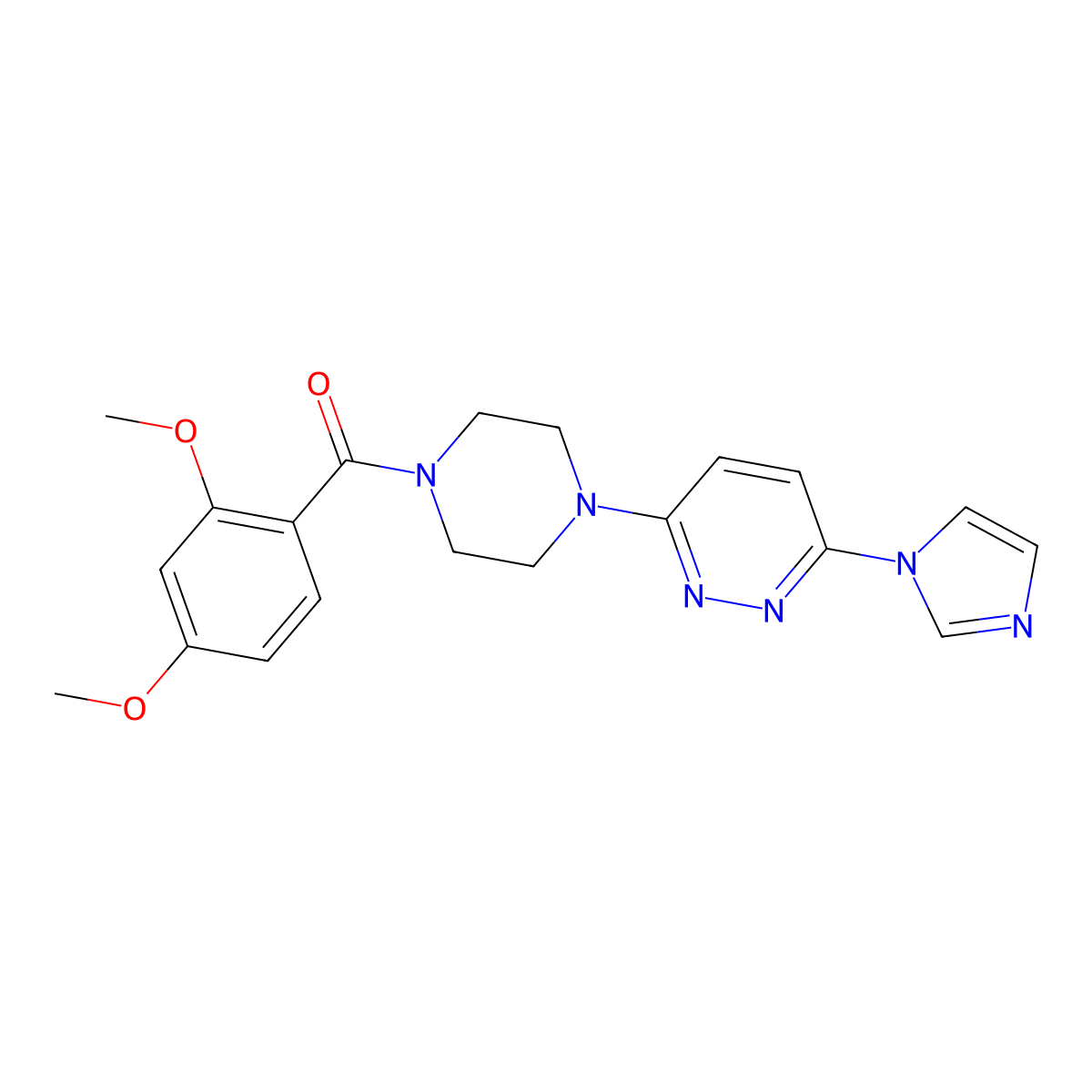 (4-(6-(1H-imidazol-1-yl)pyridazin-3-yl)piperazin-1-yl)(2,4-dimethoxyphenyl)methanone molecular structure, CAS 1704590-04-4
