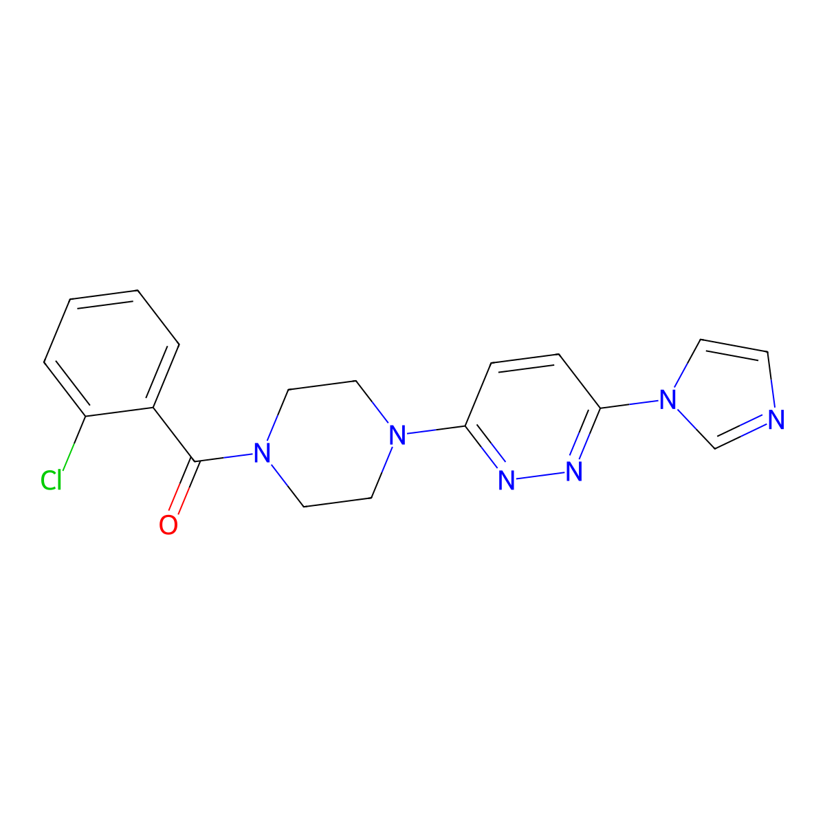 (4-(6-(1H-imidazol-1-yl)pyridazin-3-yl)piperazin-1-yl)(2-chlorophenyl)methanone molecular structure, CAS 1704590-10-2