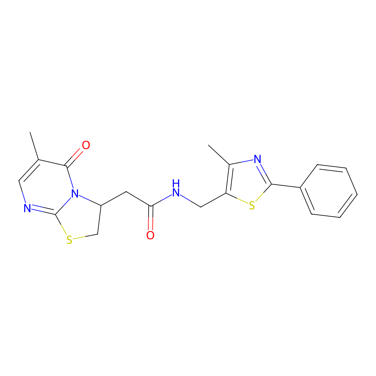 N-((4-methyl-2-phenylthiazol-5-yl)methyl)-2-(6-methyl-5-oxo-3,5-dihydro-2H-thiazolo[3,2-a]pyrimidin-3-yl)acetamide molecular structure, CAS 1704594-15-9