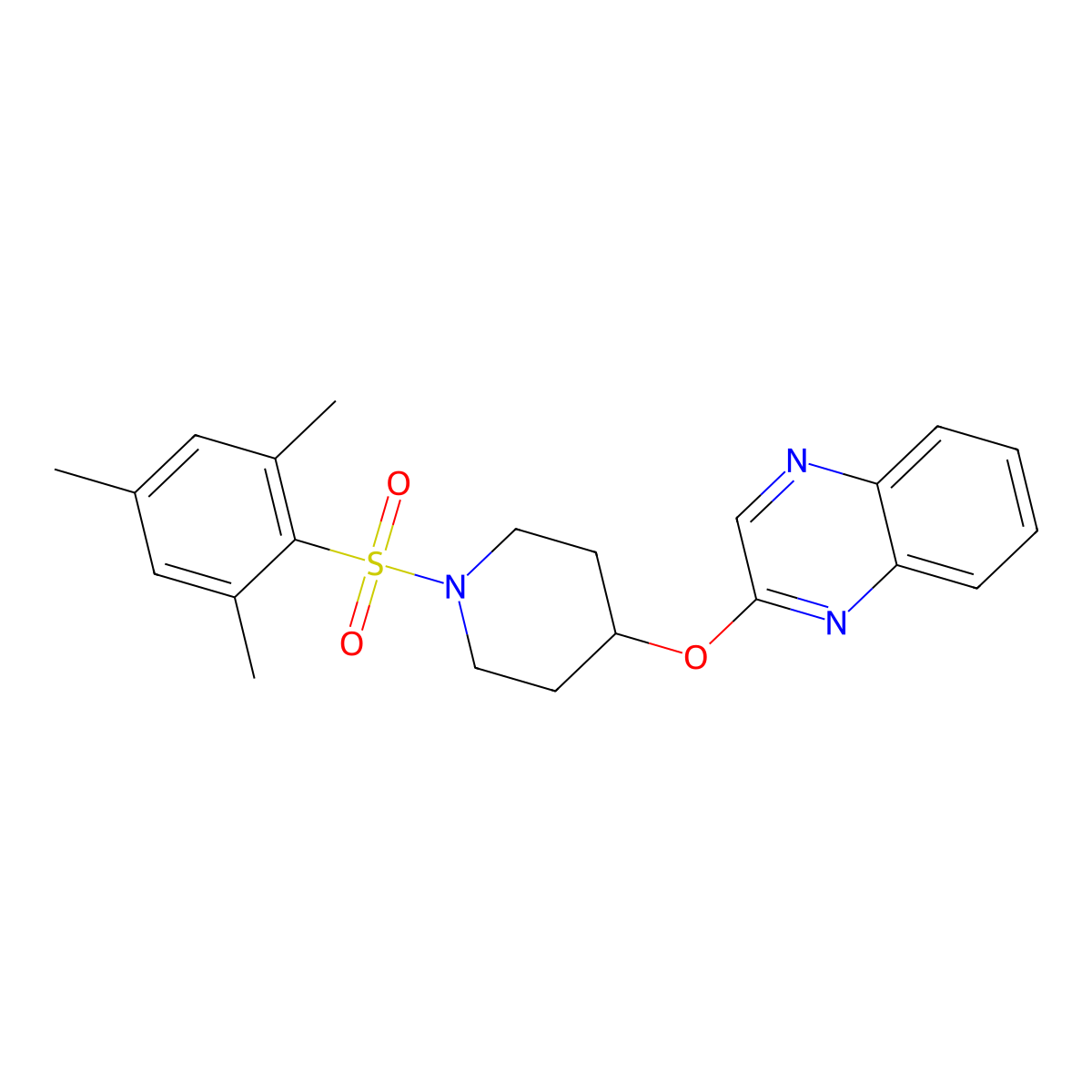 2-((1-(Mesitylsulfonyl)piperidin-4-yl)oxy)quinoxaline molecular structure, CAS 1704601-94-4