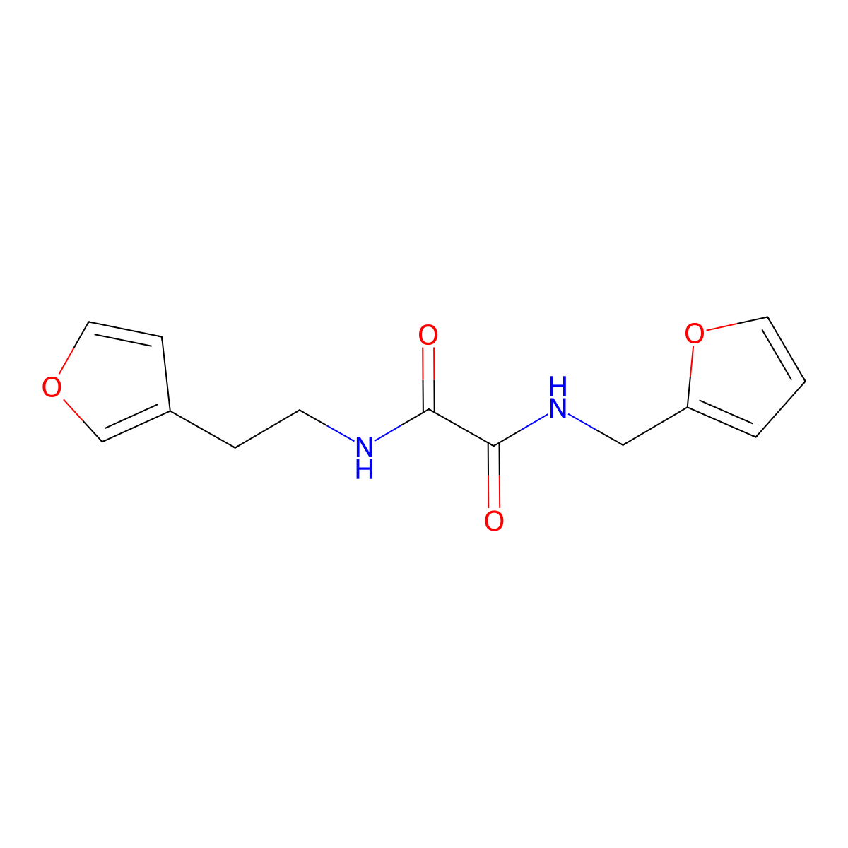N1-(furan-2-ylmethyl)-N2-(2-(furan-3-yl)ethyl)oxalamide molecular structure, CAS 1704602-47-0