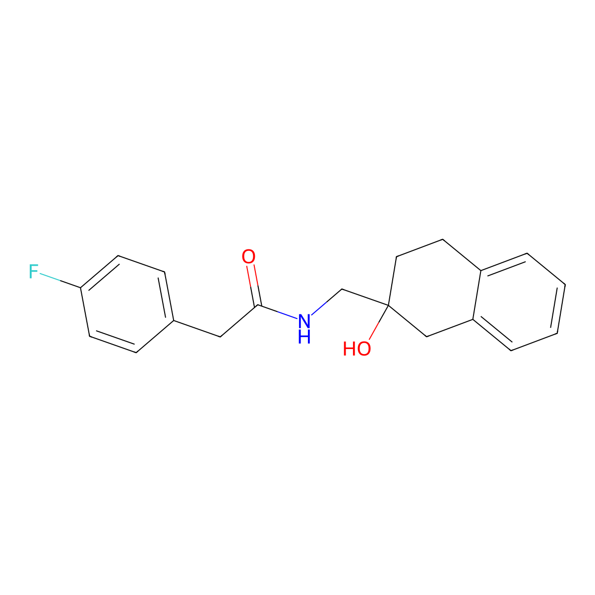 2-(4-fluorophenyl)-N-[(2-hydroxy-1,2,3,4-tetrahydronaphthalen-2-yl)methyl]acetamide molecular structure, CAS 1704605-20-8