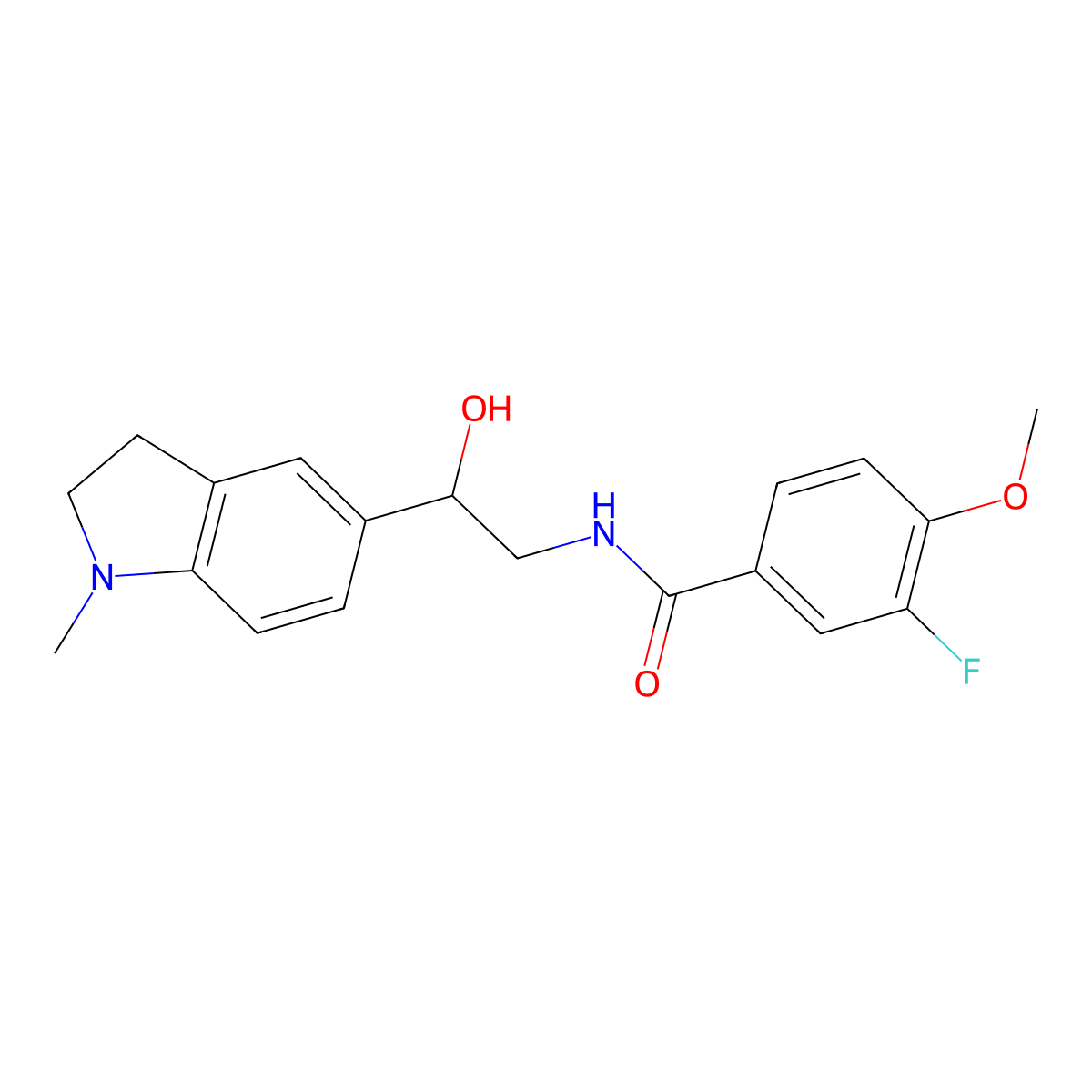 3-fluoro-N-(2-hydroxy-2-(1-methylindolin-5-yl)ethyl)-4-methoxybenzamide molecular structure, CAS 1704606-56-3