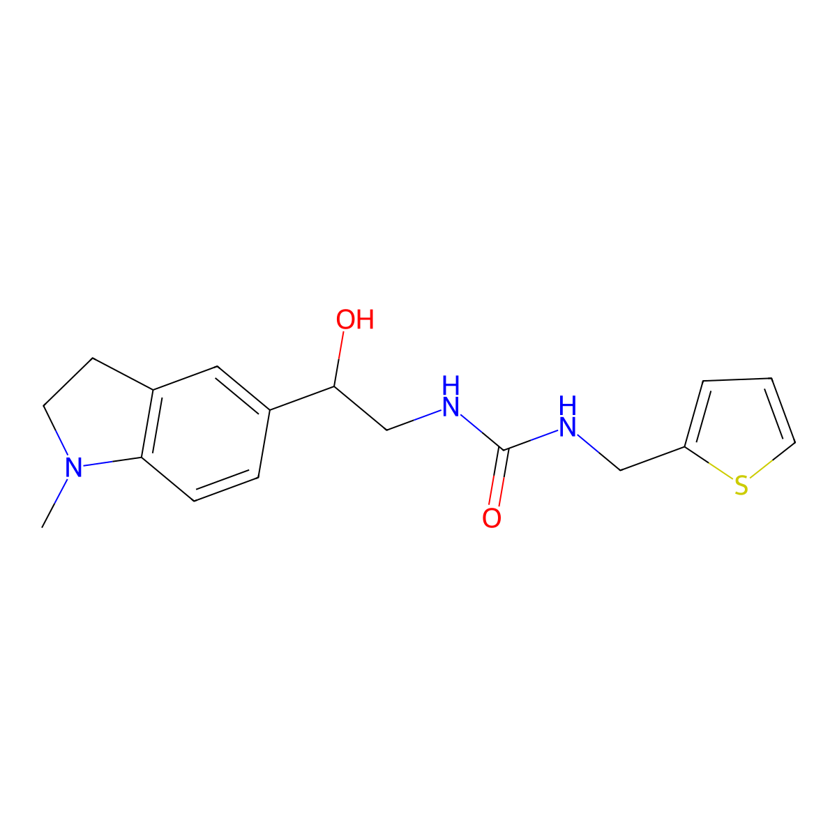 1-(2-Hydroxy-2-(1-methylindolin-5-yl)ethyl)-3-(thiophen-2-ylmethyl)urea molecular structure, CAS 1704607-19-1