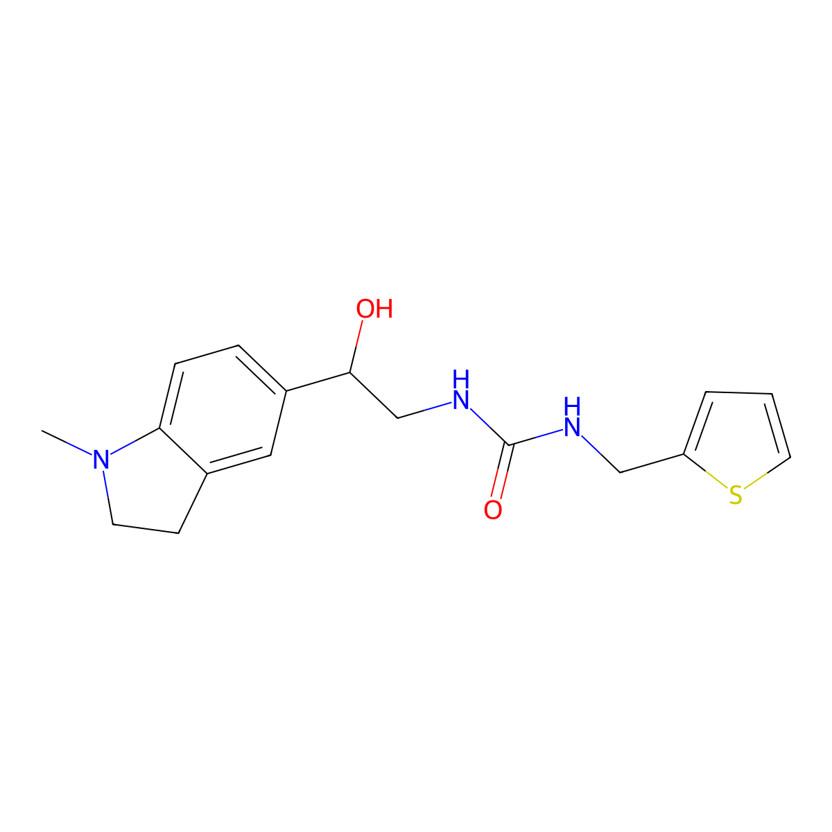 1-(2-Hydroxy-2-(1-methylindolin-5-yl)ethyl)-3-(thiophen-2-ylmethyl)urea molecular structure, CAS 1704607-19-1