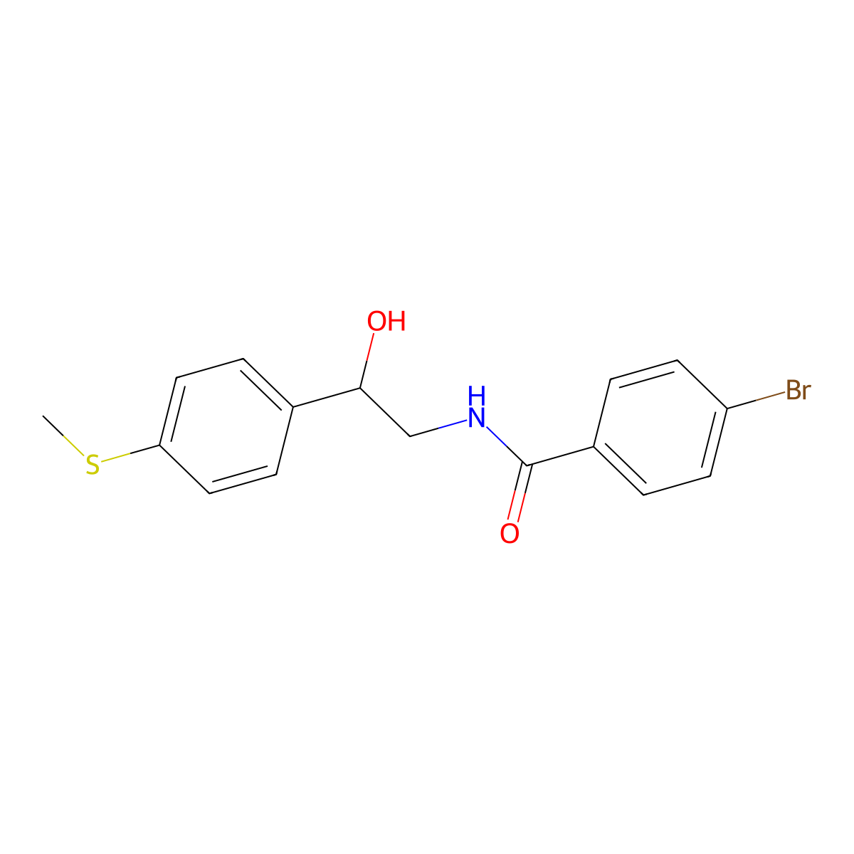 4-bromo-N-(2-hydroxy-2-(4-(methylthio)phenyl)ethyl)benzamide molecular structure, CAS 1704609-43-7