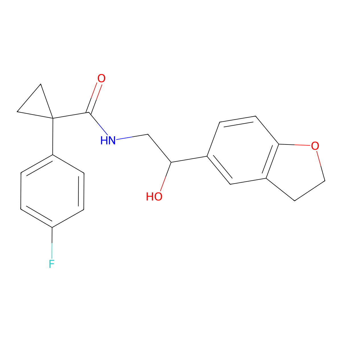 N-(2-(2,3-dihydrobenzofuran-5-yl)-2-hydroxyethyl)-1-(4-fluorophenyl)cyclopropanecarboxamide molecular structure, CAS 1704609-90-4