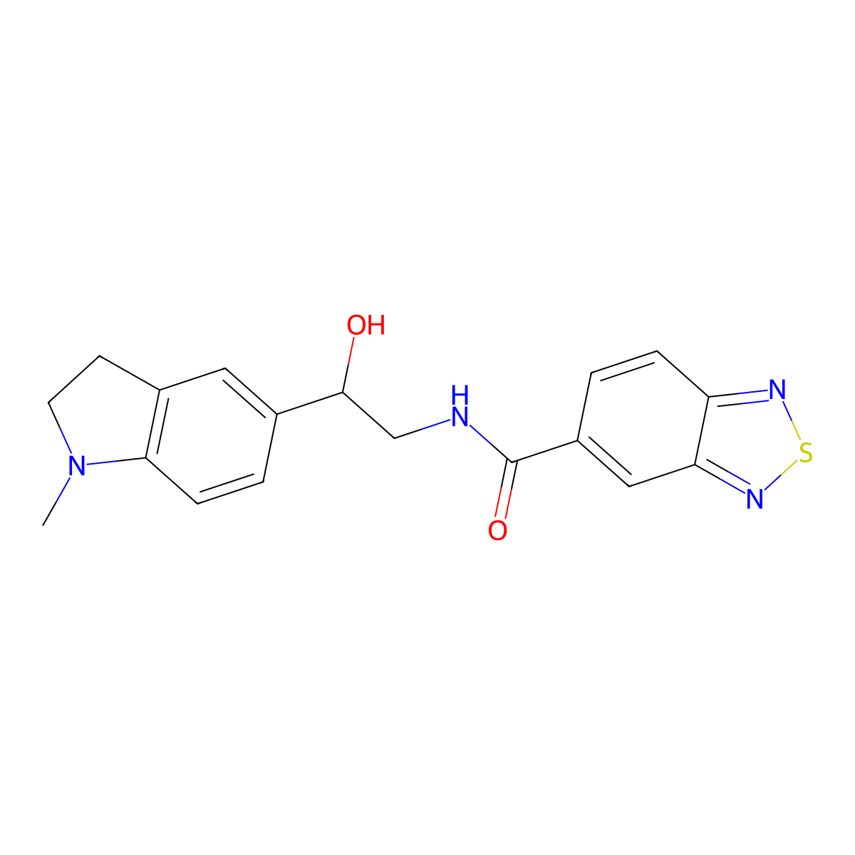 N-(2-hydroxy-2-(1-methylindolin-5-yl)ethyl)benzo[c][1,2,5]thiadiazole-5-carboxamide molecular structure, CAS 1704610-17-2