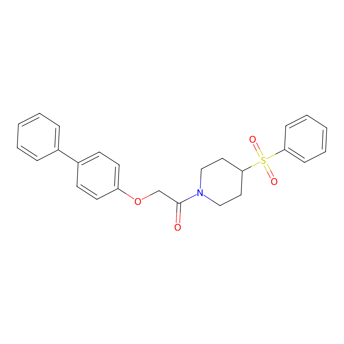 2-([1,1'-Biphenyl]-4-yloxy)-1-(4-(phenylsulfonyl)piperidin-1-yl)ethanone molecular structure, CAS 1704610-23-0