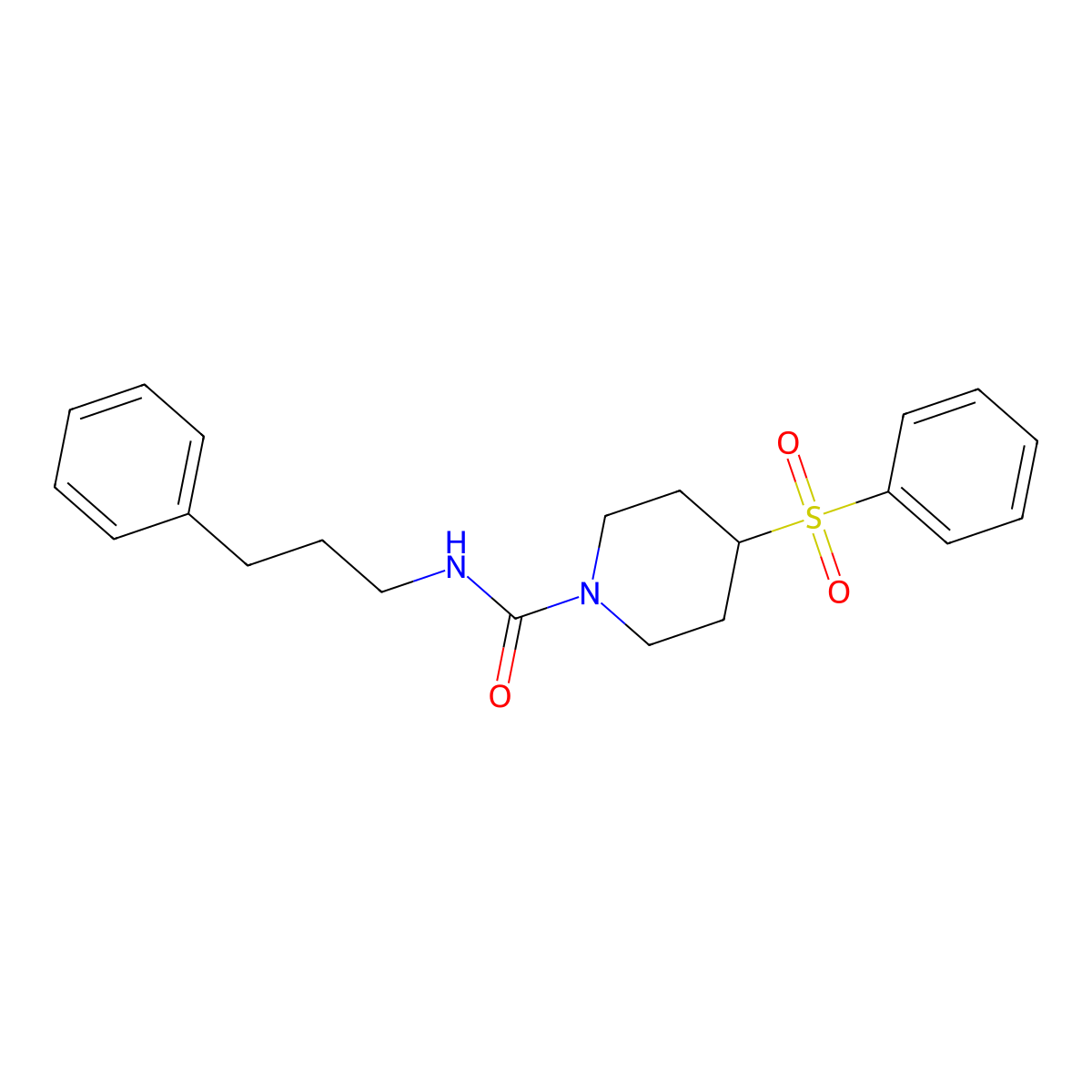 4-(benzenesulfonyl)-N-(3-phenylpropyl)piperidine-1-carboxamide molecular structure, CAS 1704610-27-4