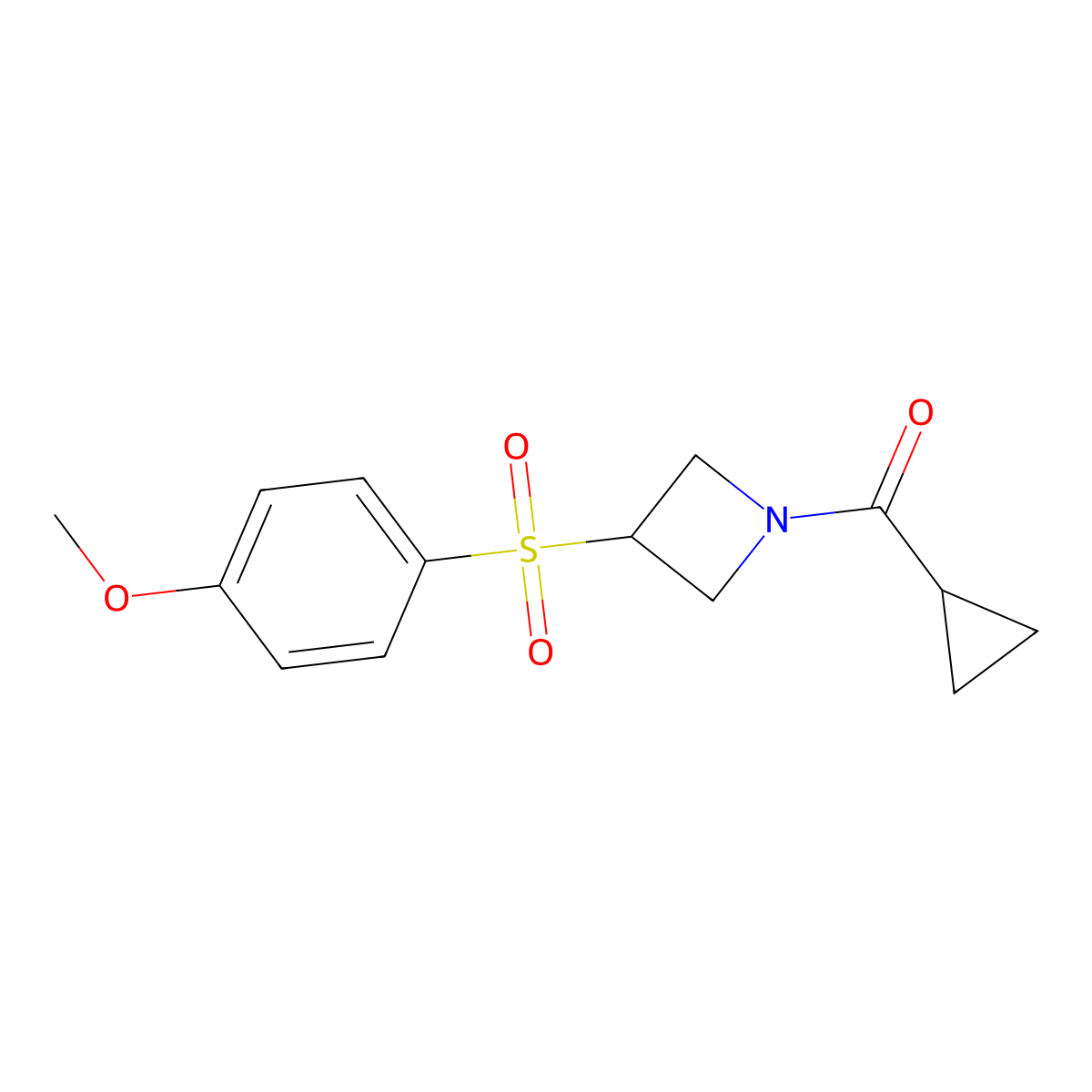 Cyclopropyl(3-((4-methoxyphenyl)sulfonyl)azetidin-1-yl)methanone molecular structure, CAS 1704611-64-2