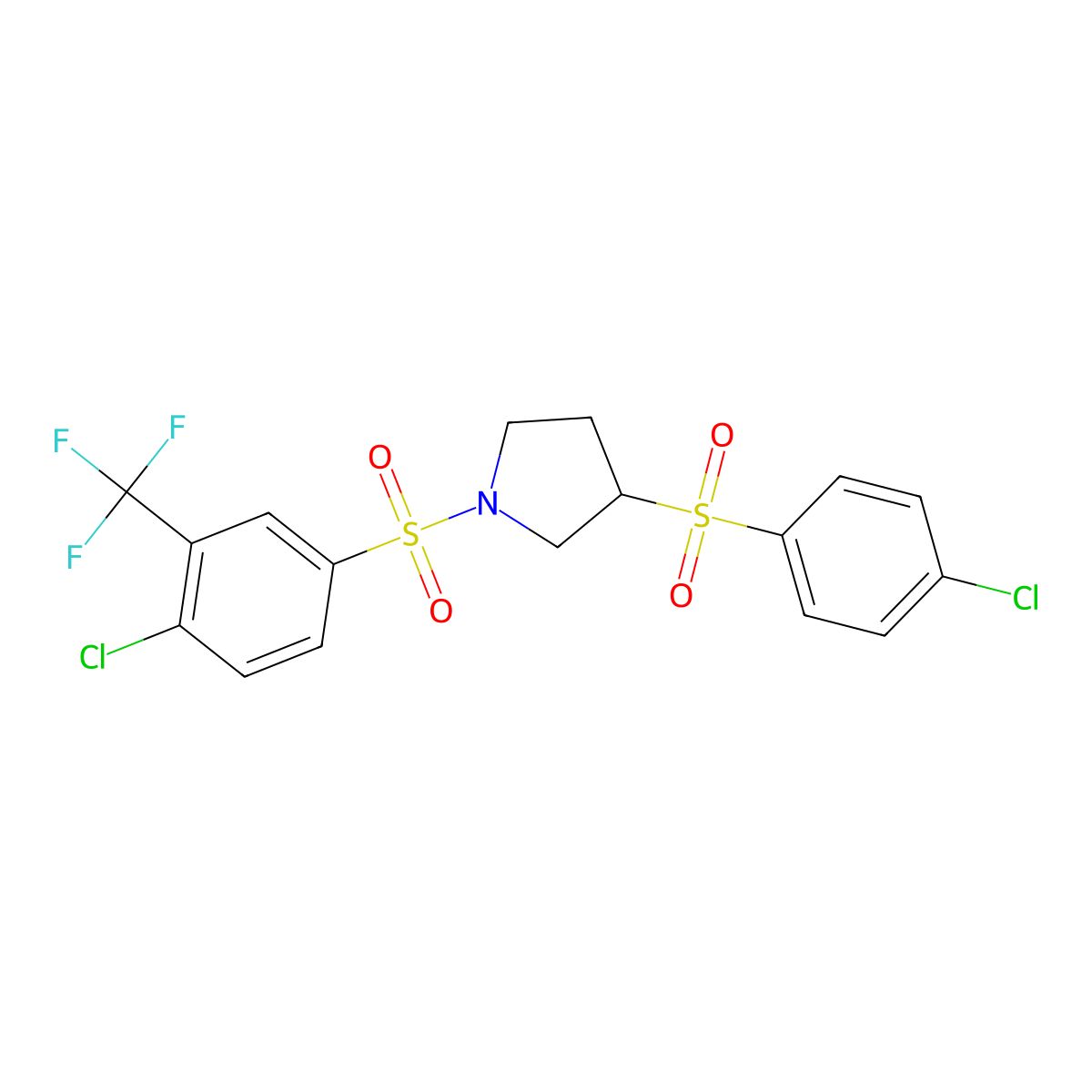 1-[4-Chloro-3-(trifluoromethyl)benzenesulfonyl]-3-(4-chlorobenzenesulfonyl)pyrrolidine molecular structure, CAS 1704612-07-6