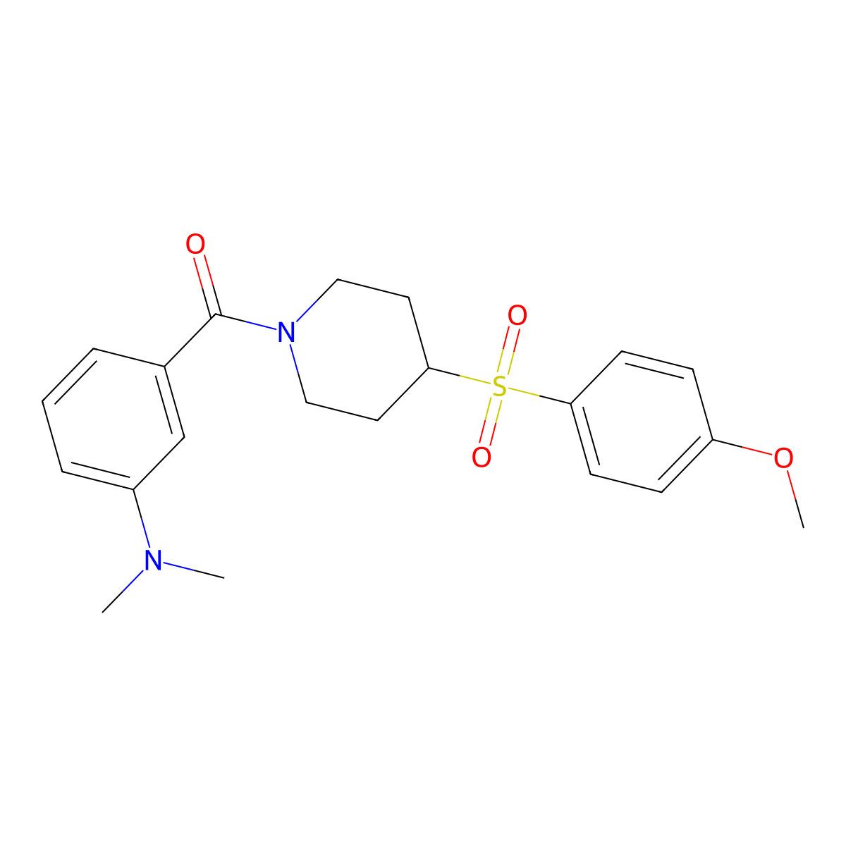 (3-(Dimethylamino)phenyl)(4-((4-methoxyphenyl)sulfonyl)piperidin-1-yl)methanone molecular structure, CAS 1704613-27-3