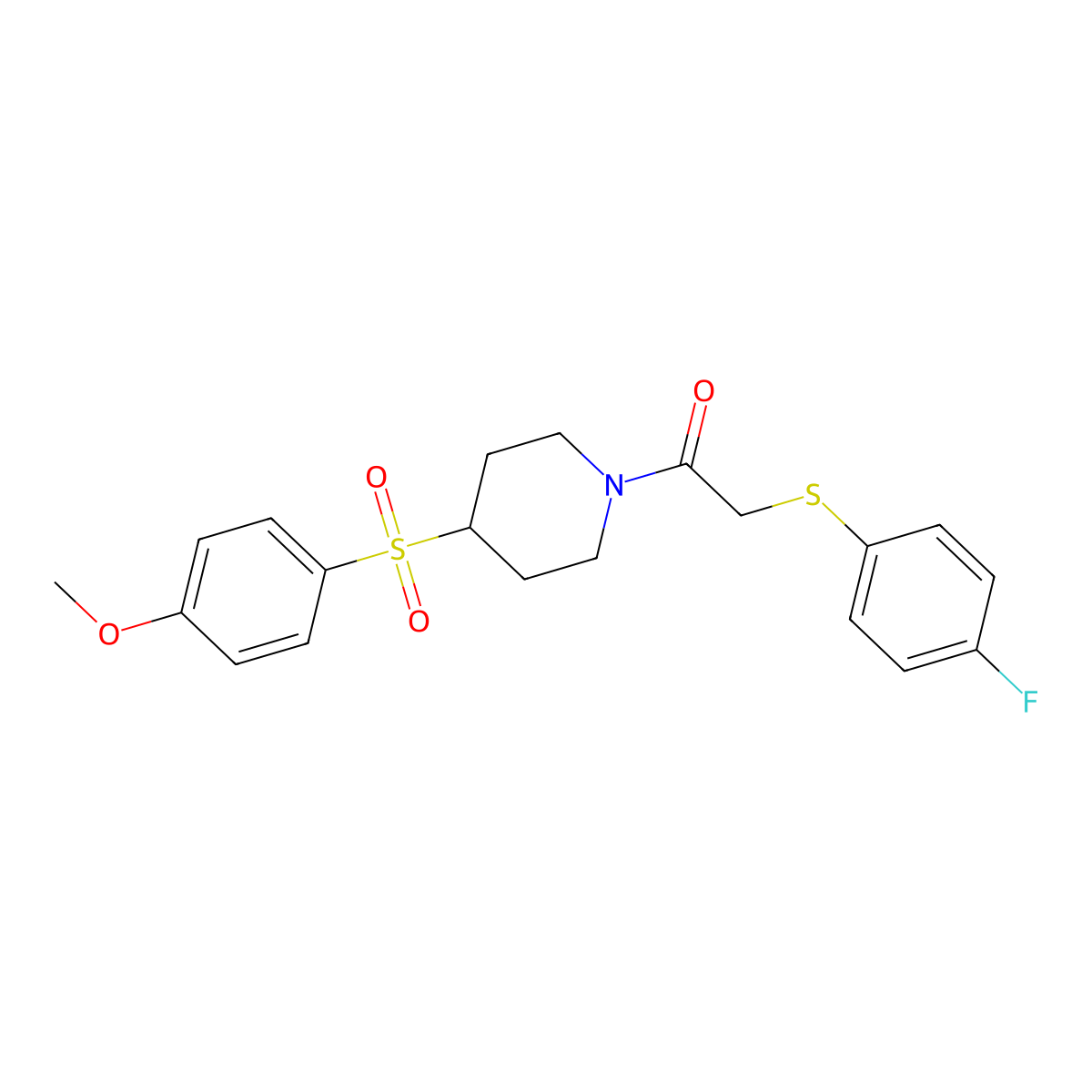 2-((4-Fluorophenyl)thio)-1-(4-((4-methoxyphenyl)sulfonyl)piperidin-1-yl)ethanone molecular structure, CAS 1704613-50-2