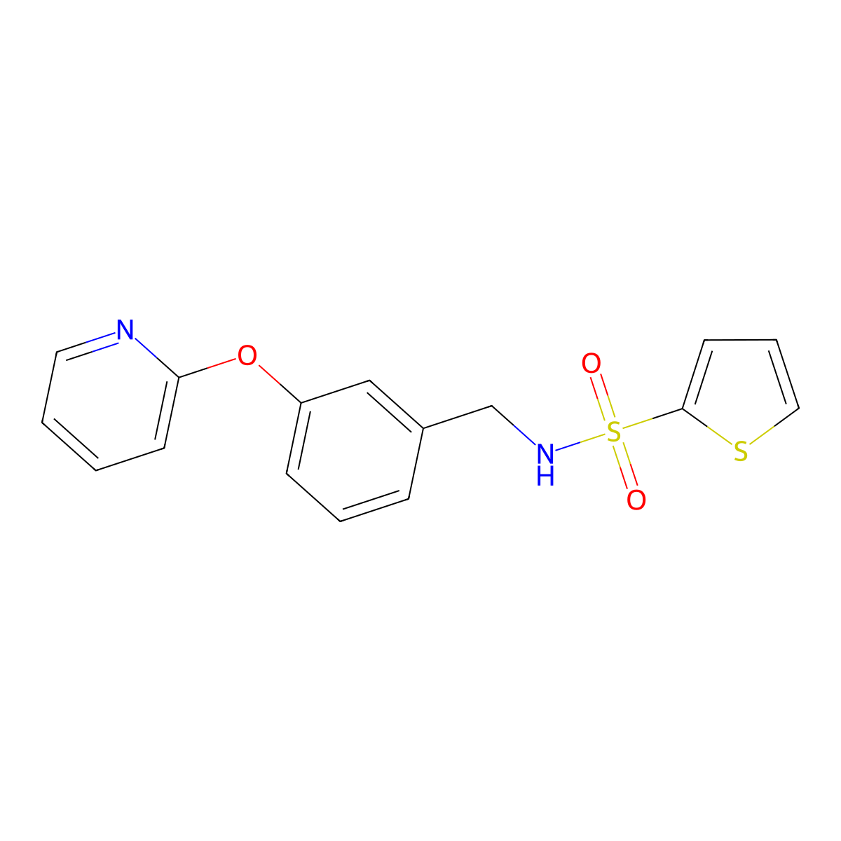 N-(3-(pyridin-2-yloxy)benzyl)thiophene-2-sulfonamide molecular structure, CAS 1704613-54-6