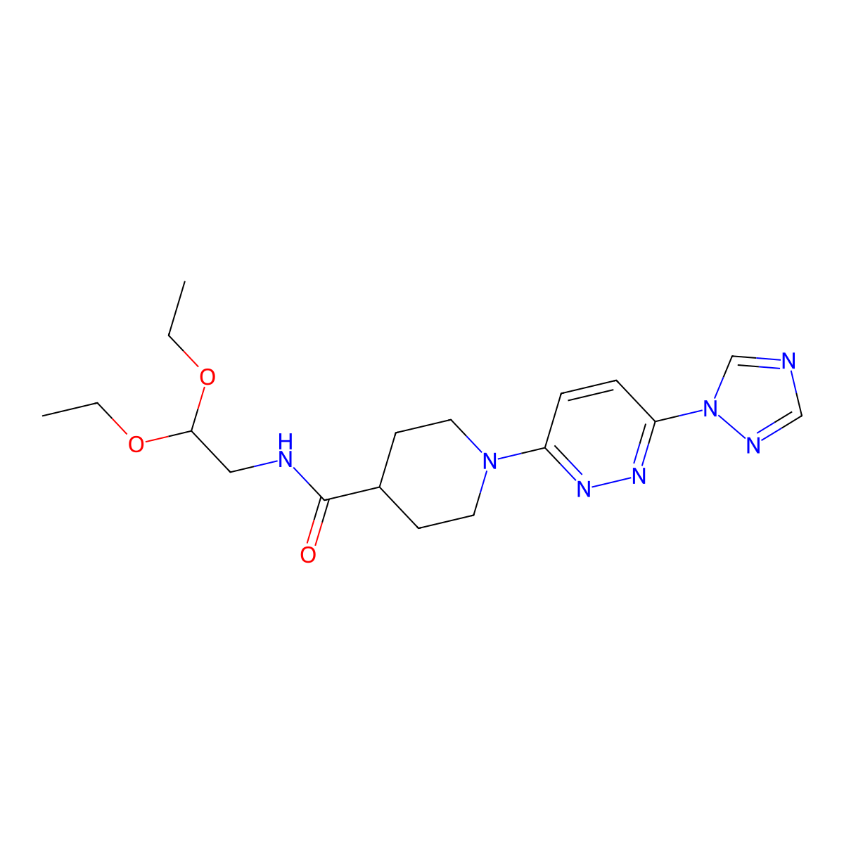 1-(6-(1H-1,2,4-triazol-1-yl)pyridazin-3-yl)-N-(2,2-diethoxyethyl)piperidine-4-carboxamide molecular structure, CAS 1704613-63-7