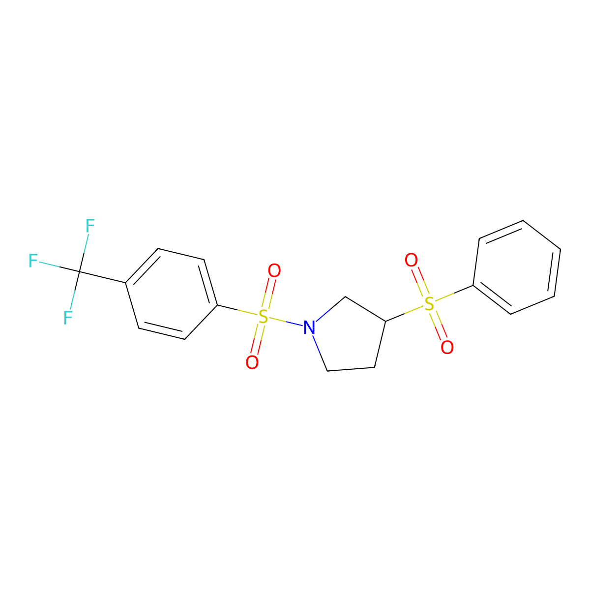 3-(Benzenesulfonyl)-1-[4-(trifluoromethyl)benzenesulfonyl]pyrrolidine molecular structure, CAS 1704614-06-1