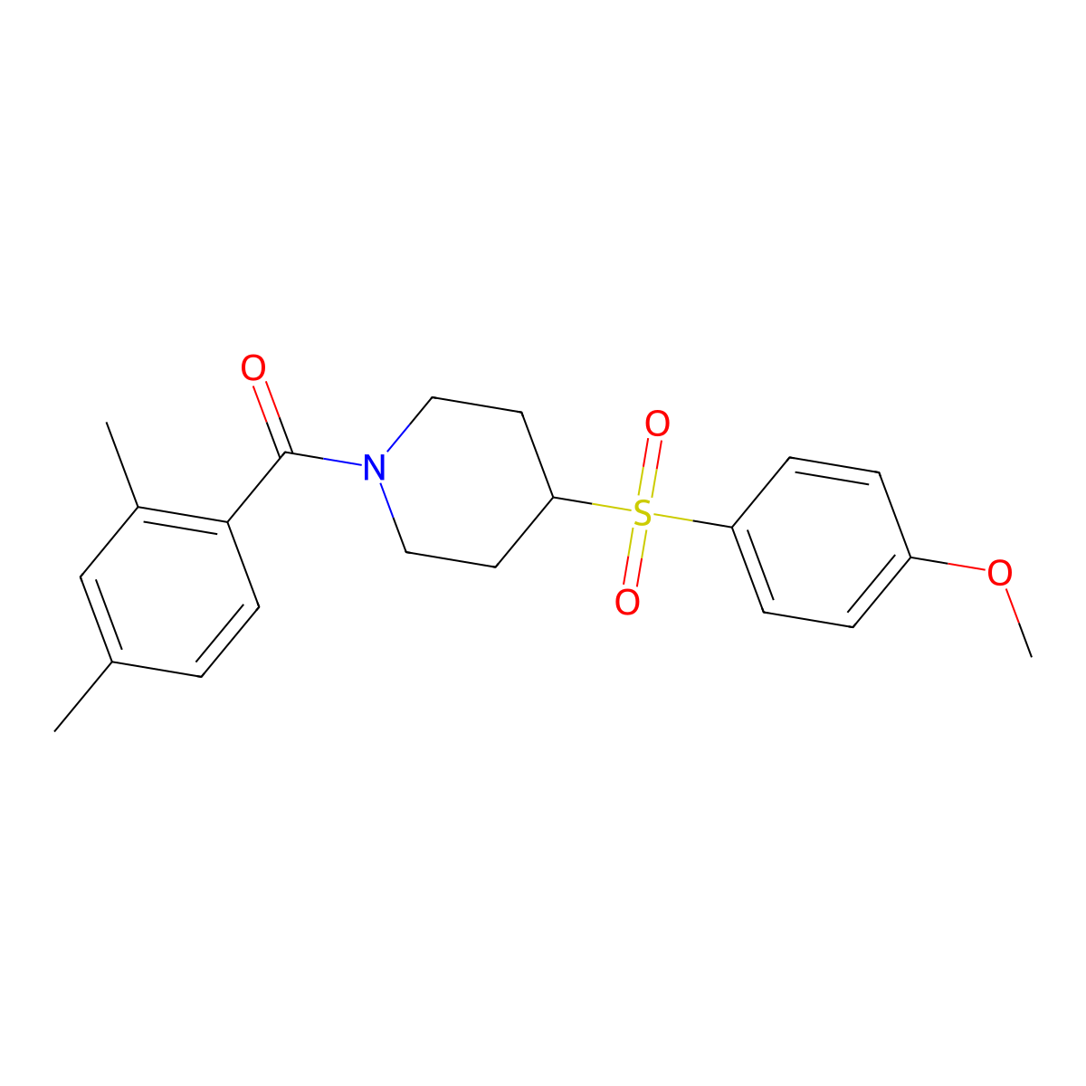(2,4-Dimethylphenyl)(4-((4-methoxyphenyl)sulfonyl)piperidin-1-yl)methanone molecular structure, CAS 1704614-30-1