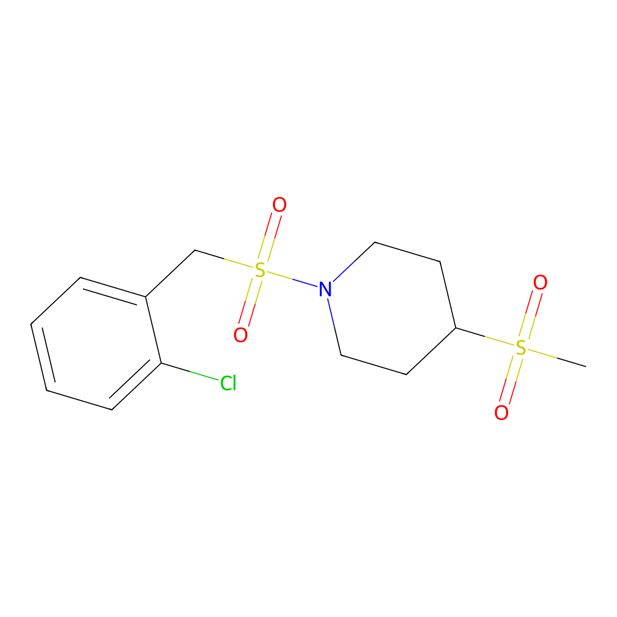 1-((2-Chlorobenzyl)sulfonyl)-4-(methylsulfonyl)piperidine molecular structure, CAS 1704615-03-1