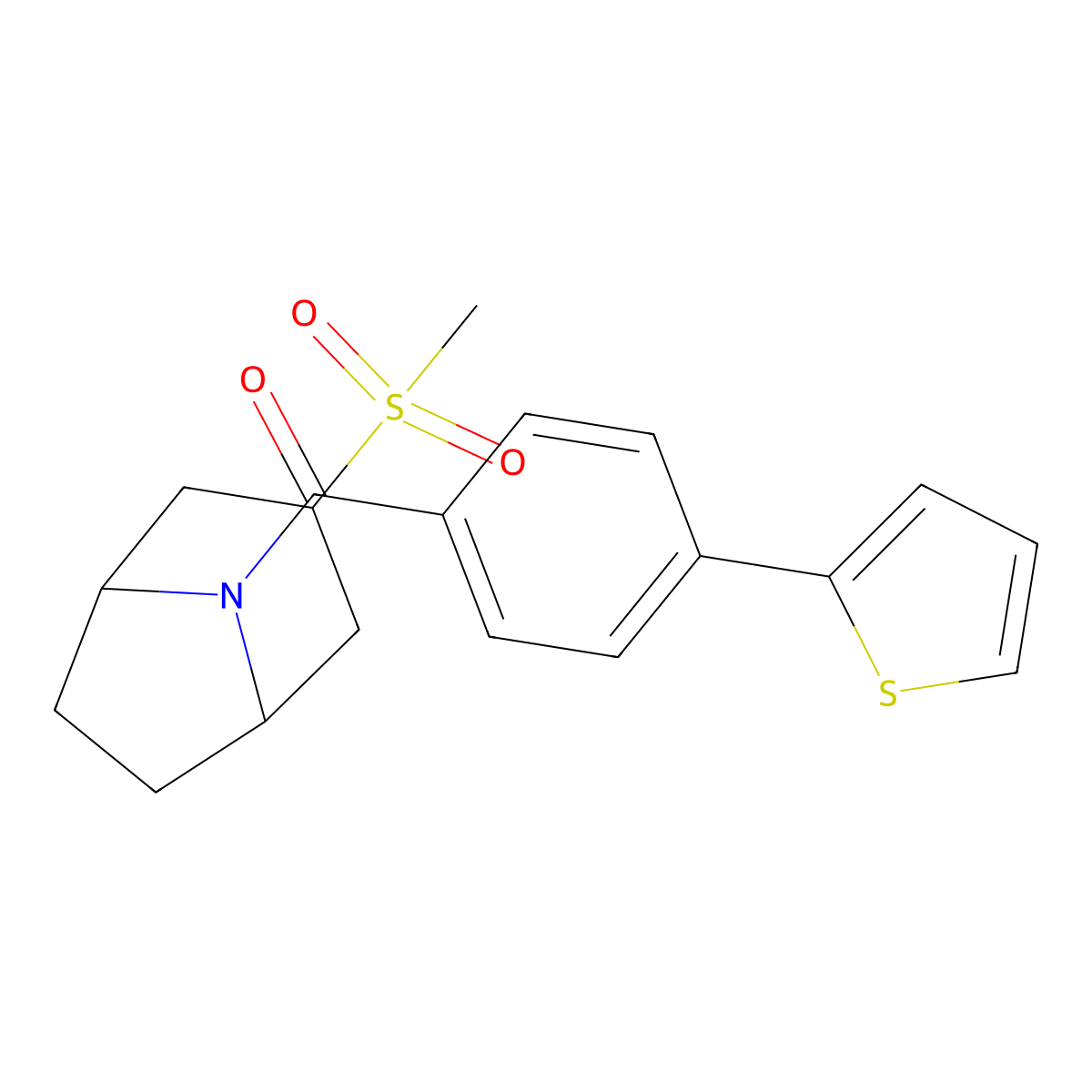 ((1R,5S)-3-(methylsulfonyl)-8-azabicyclo[3.2.1]octan-8-yl)(4-(thiophen-2-yl)phenyl)methanone molecular structure, CAS 1704616-44-3