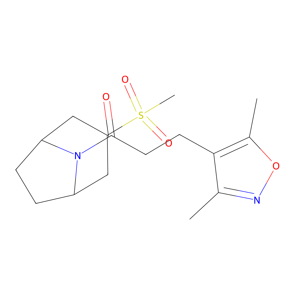 3-(3,5-dimethylisoxazol-4-yl)-1-((1R,5S)-3-(methylsulfonyl)-8-azabicyclo[3.2.1]octan-8-yl)propan-1-one molecular structure, CAS 1704616-62-5