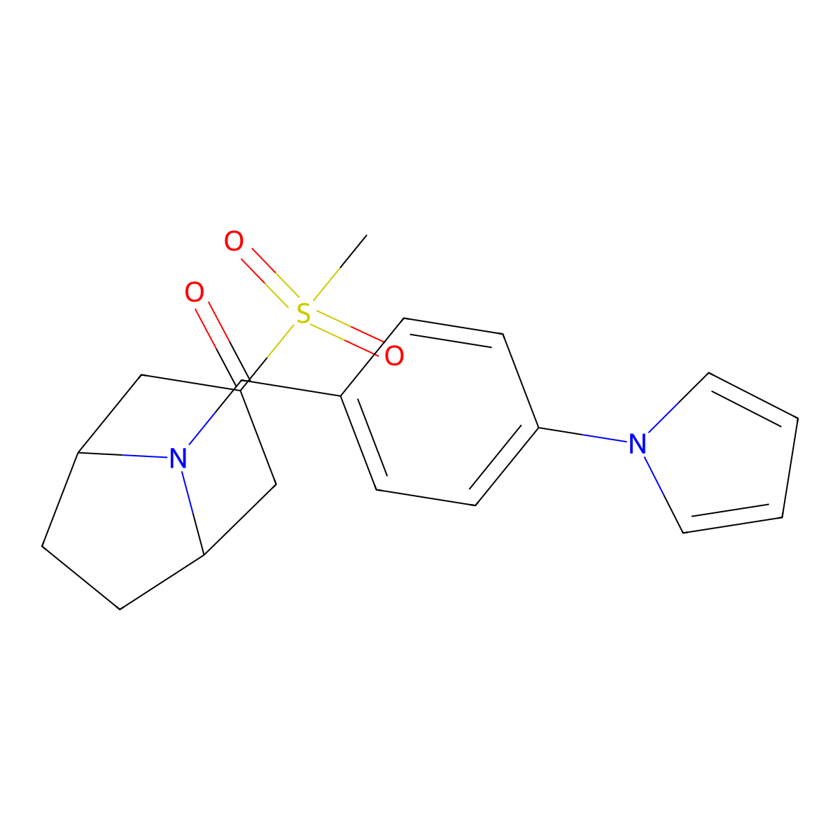 (4-(1H-pyrrol-1-yl)phenyl)((1R,5S)-3-(methylsulfonyl)-8-azabicyclo[3.2.1]octan-8-yl)methanone molecular structure, CAS 1704616-83-0