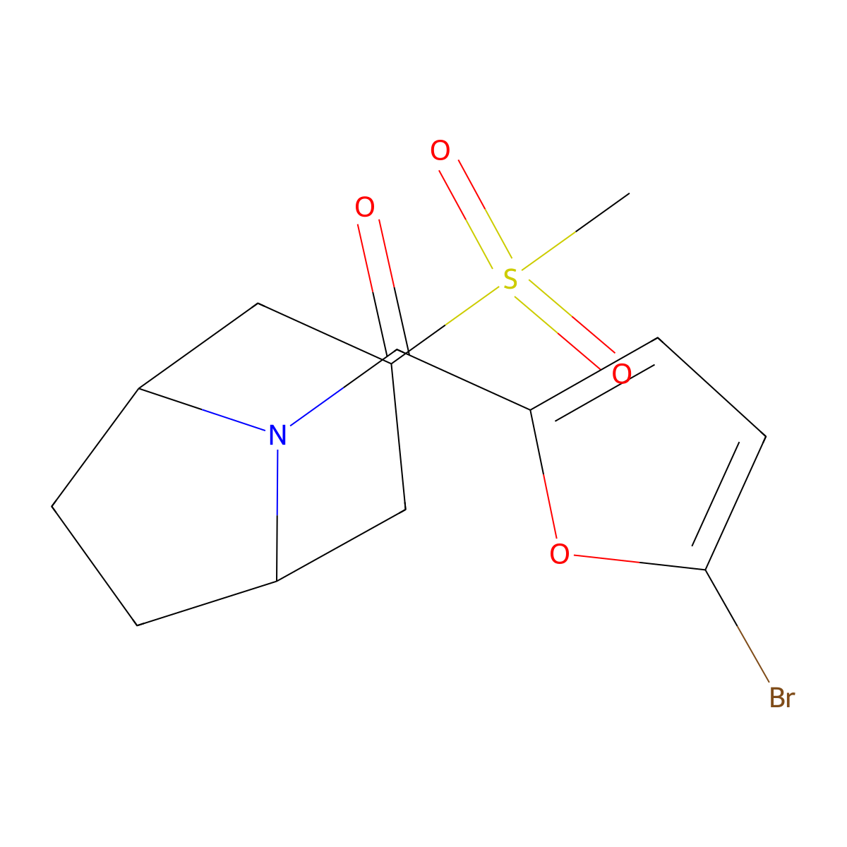 (5-bromofuran-2-yl)((1R,5S)-3-(methylsulfonyl)-8-azabicyclo[3.2.1]octan-8-yl)methanone molecular structure, CAS 1704617-09-3