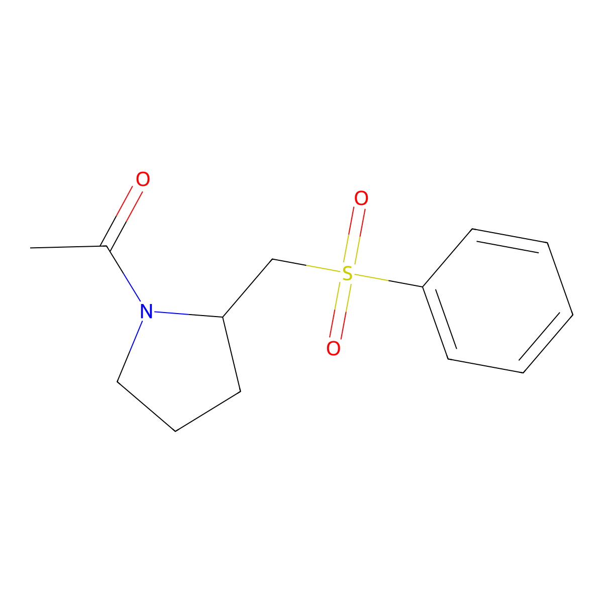 1-{2-[(Benzenesulfonyl)methyl]pyrrolidin-1-yl}ethan-1-one molecular structure, CAS 1704617-12-8