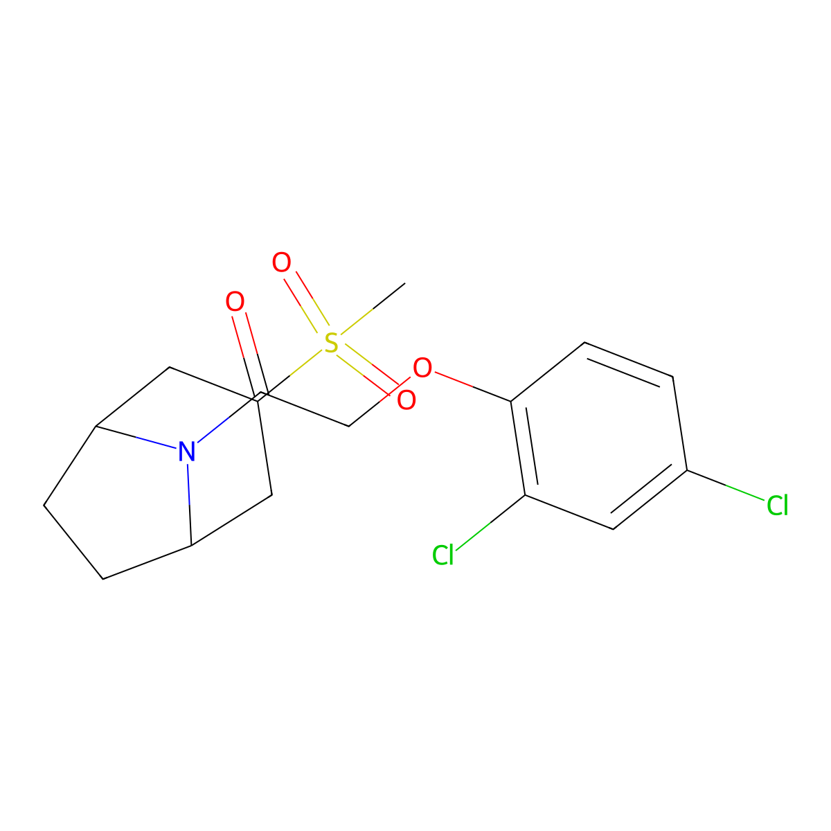 2-(2,4-dichlorophenoxy)-1-((1R,5S)-3-(methylsulfonyl)-8-azabicyclo[3.2.1]octan-8-yl)ethanone molecular structure, CAS 1704617-70-8