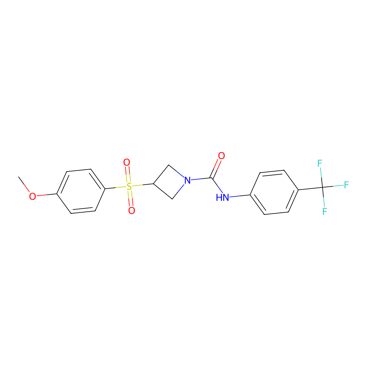3-(4-methoxybenzenesulfonyl)-N-[4-(trifluoromethyl)phenyl]azetidine-1-carboxamide molecular structure, CAS 1704619-70-4