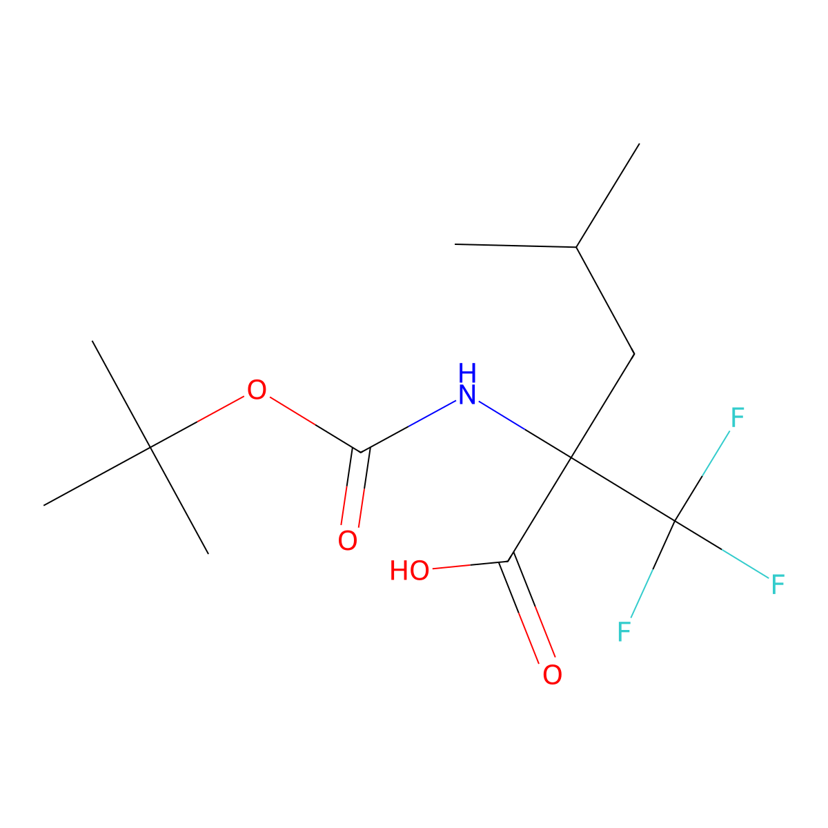 2-{[(Tert-butoxy)carbonyl]amino}-4-methyl-2-(trifluoromethyl)pentanoic acid molecular structure, CAS 170462-69-8