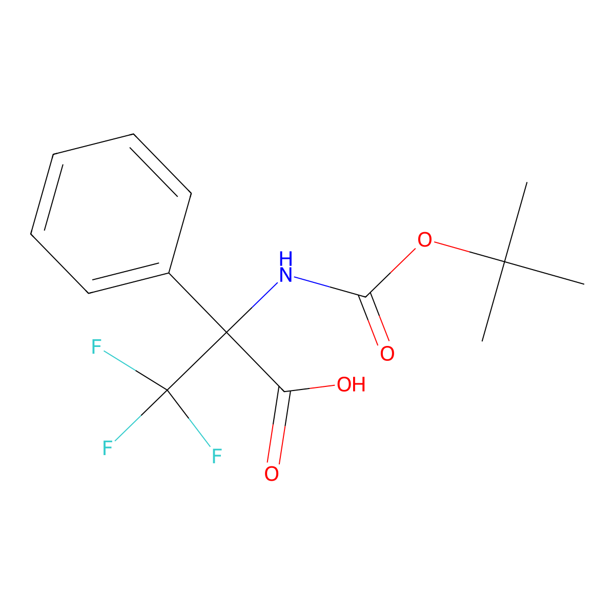 2-{[(Tert-butoxy)carbonyl]amino}-3,3,3-trifluoro-2-phenylpropanoic acid molecular structure, CAS 170462-71-2