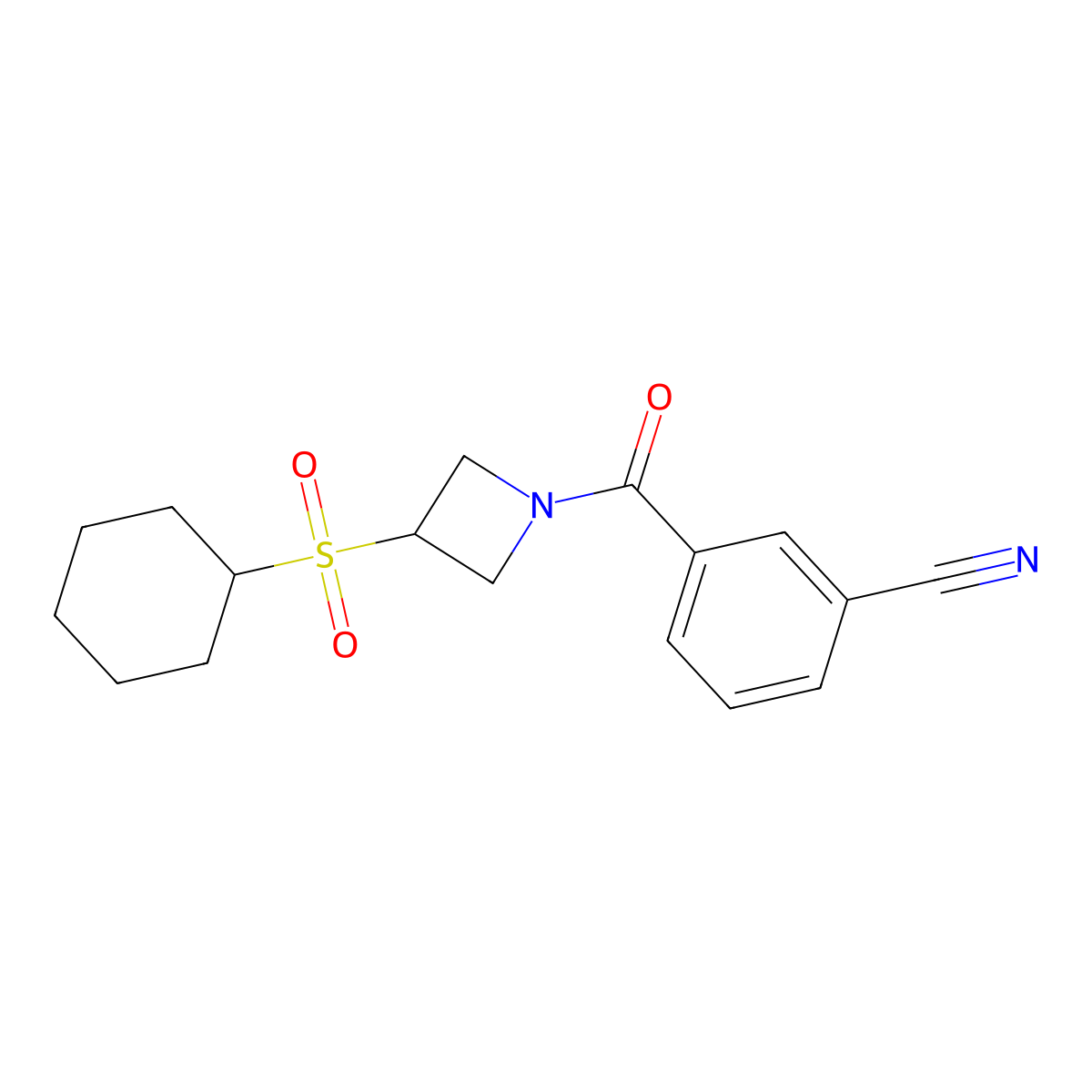 3-(3-(Cyclohexylsulfonyl)azetidine-1-carbonyl)benzonitrile molecular structure, CAS 1704620-15-4