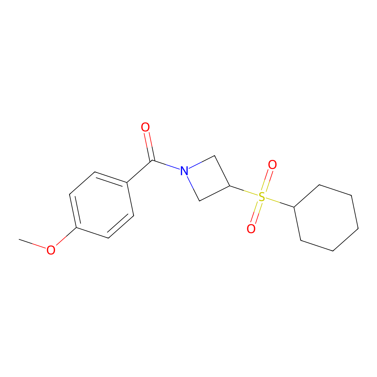 (3-(Cyclohexylsulfonyl)azetidin-1-yl)(4-methoxyphenyl)methanone molecular structure, CAS 1704620-21-2