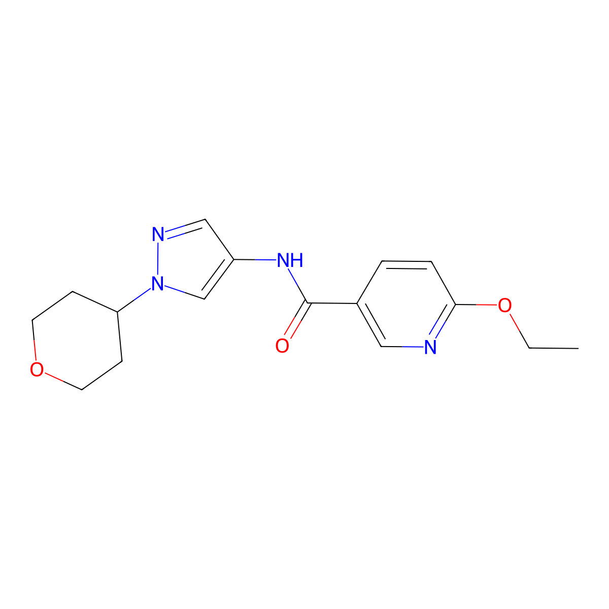 6-ethoxy-N-(1-(tetrahydro-2H-pyran-4-yl)-1H-pyrazol-4-yl)nicotinamide molecular structure, CAS 1704621-25-9