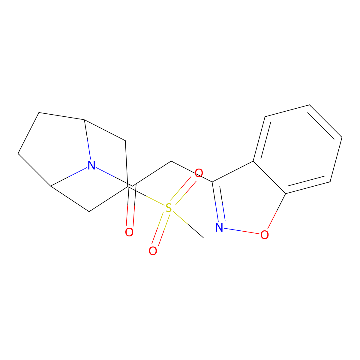 2-(benzo[d]isoxazol-3-yl)-1-((1R,5S)-3-(methylsulfonyl)-8-azabicyclo[3.2.1]octan-8-yl)ethanone molecular structure, CAS 1704632-97-2
