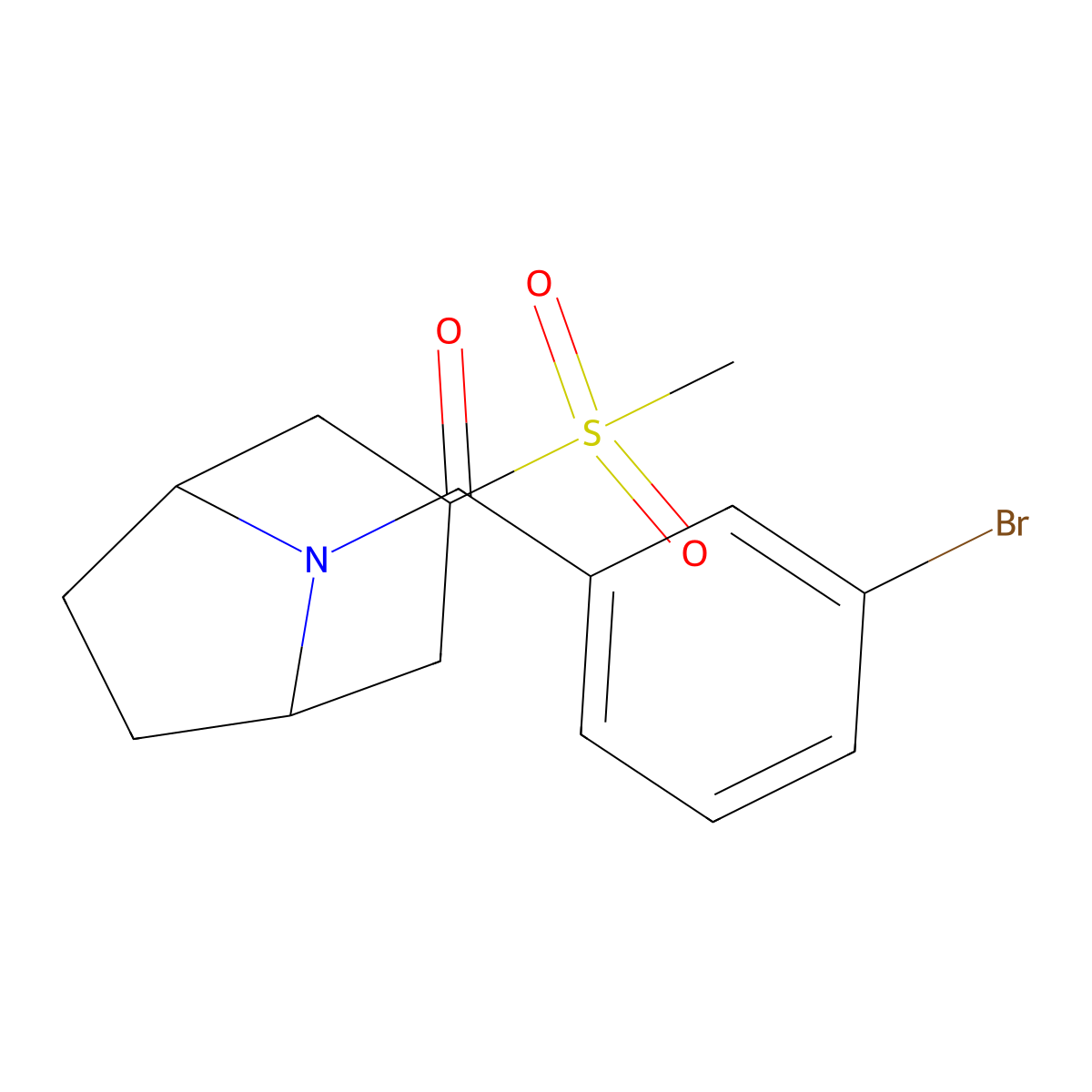 (3-bromophenyl)((1R,5S)-3-(methylsulfonyl)-8-azabicyclo[3.2.1]octan-8-yl)methanone molecular structure, CAS 1704633-13-5