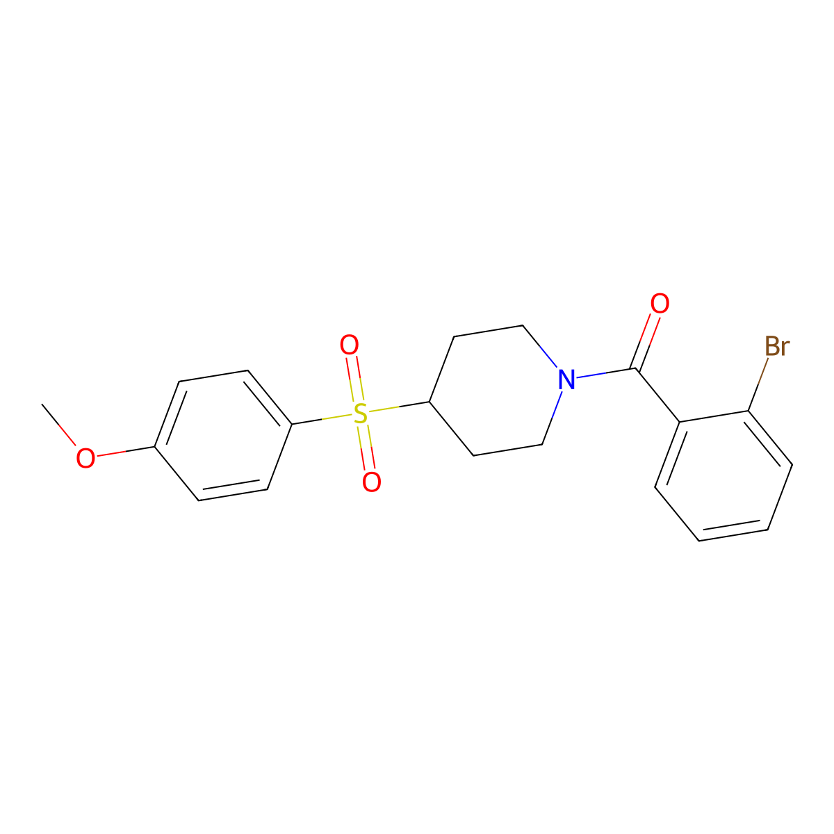 (2-Bromophenyl)(4-((4-methoxyphenyl)sulfonyl)piperidin-1-yl)methanone molecular structure, CAS 1704634-66-1