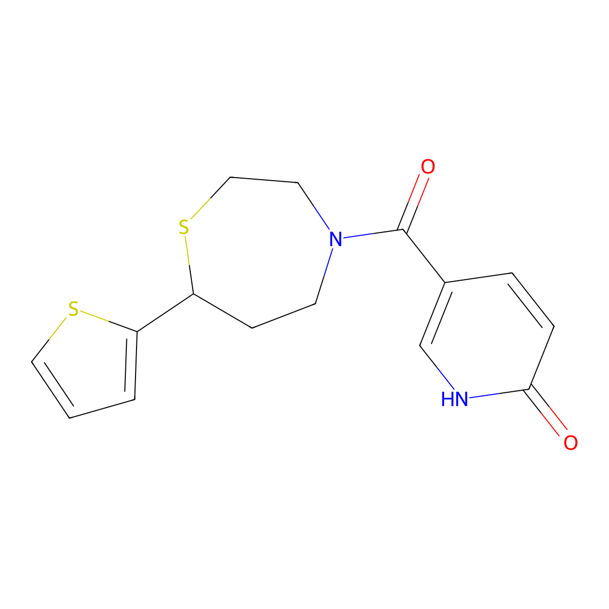 5-(7-(thiophen-2-yl)-1,4-thiazepane-4-carbonyl)pyridin-2(1H)-one molecular structure, CAS 1704635-55-1