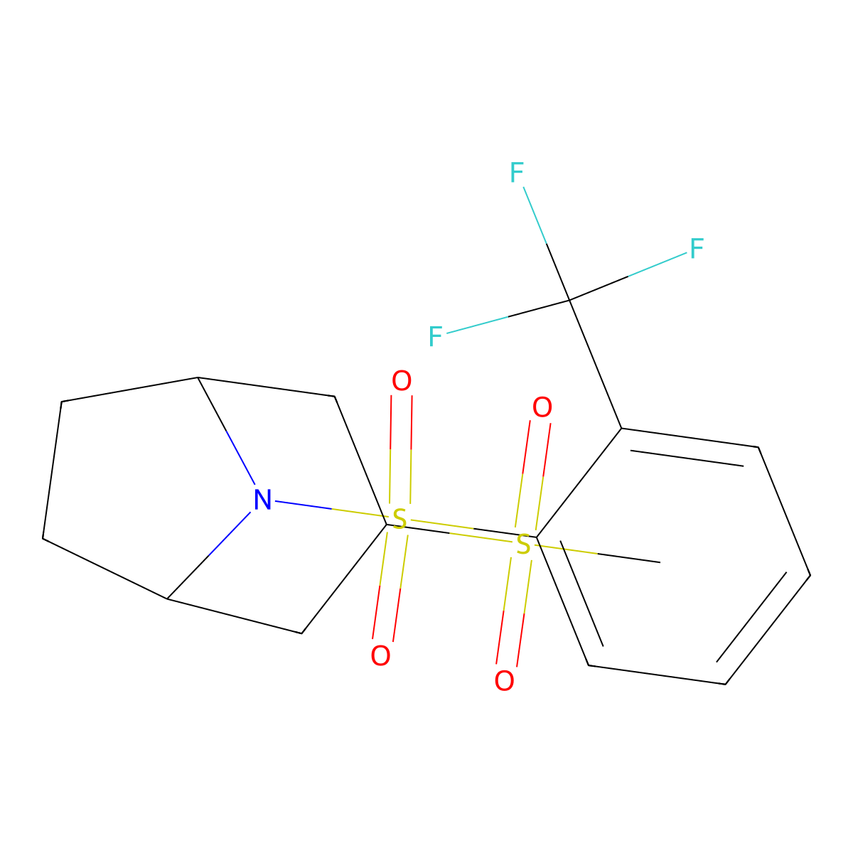 3-Methanesulfonyl-8-[2-(trifluoromethyl)benzenesulfonyl]-8-azabicyclo[3.2.1]octane molecular structure, CAS 1704635-61-9