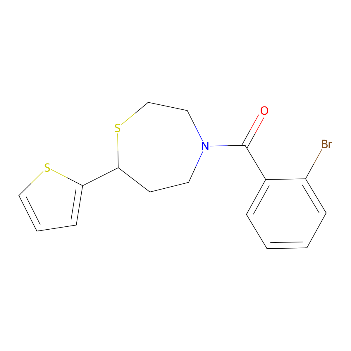 (2-Bromophenyl)(7-(thiophen-2-yl)-1,4-thiazepan-4-yl)methanone molecular structure, CAS 1704636-48-5