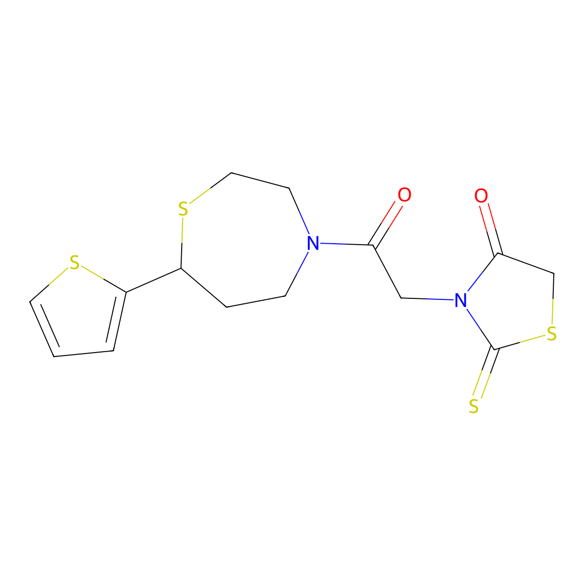 3-(2-Oxo-2-(7-(thiophen-2-yl)-1,4-thiazepan-4-yl)ethyl)-2-thioxothiazolidin-4-one molecular structure, CAS 1704637-28-4