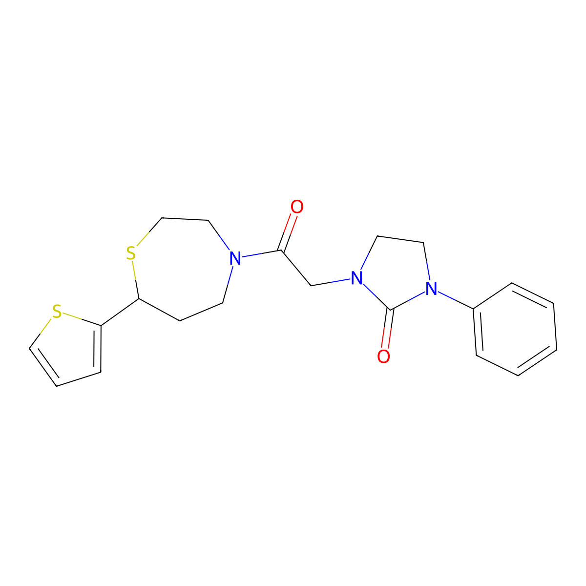 1-(2-Oxo-2-(7-(thiophen-2-yl)-1,4-thiazepan-4-yl)ethyl)-3-phenylimidazolidin-2-one molecular structure, CAS 1704637-39-7