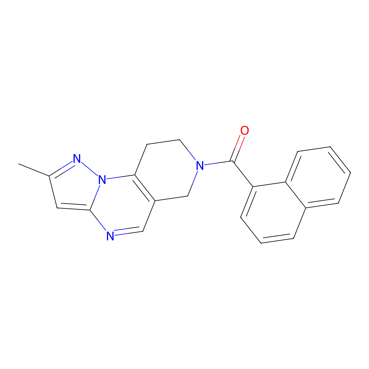 (2-methyl-8,9-dihydropyrazolo[1,5-a]pyrido[3,4-e]pyrimidin-7(6H)-yl)(naphthalen-1-yl)methanone molecular structure, CAS 1704639-57-5