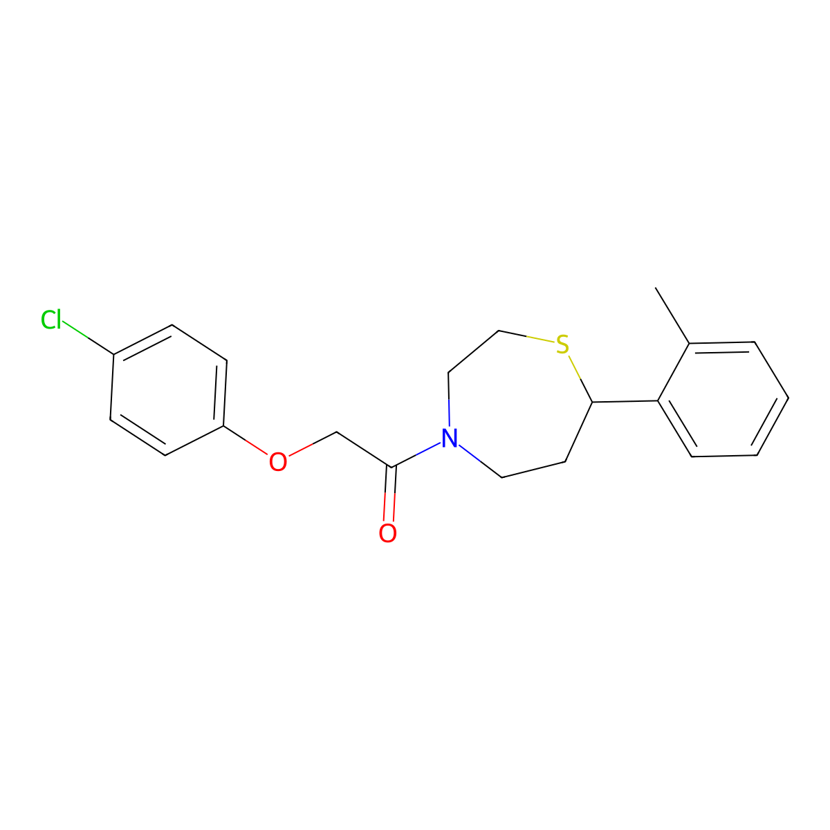 2-(4-Chlorophenoxy)-1-(7-(o-tolyl)-1,4-thiazepan-4-yl)ethanone molecular structure, CAS 1704640-60-7
