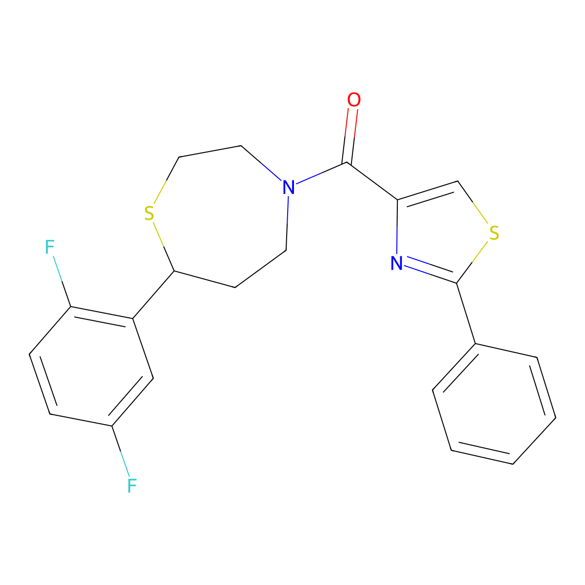 (7-(2,5-Difluorophenyl)-1,4-thiazepan-4-yl)(2-phenylthiazol-4-yl)methanone molecular structure, CAS 1704641-83-7