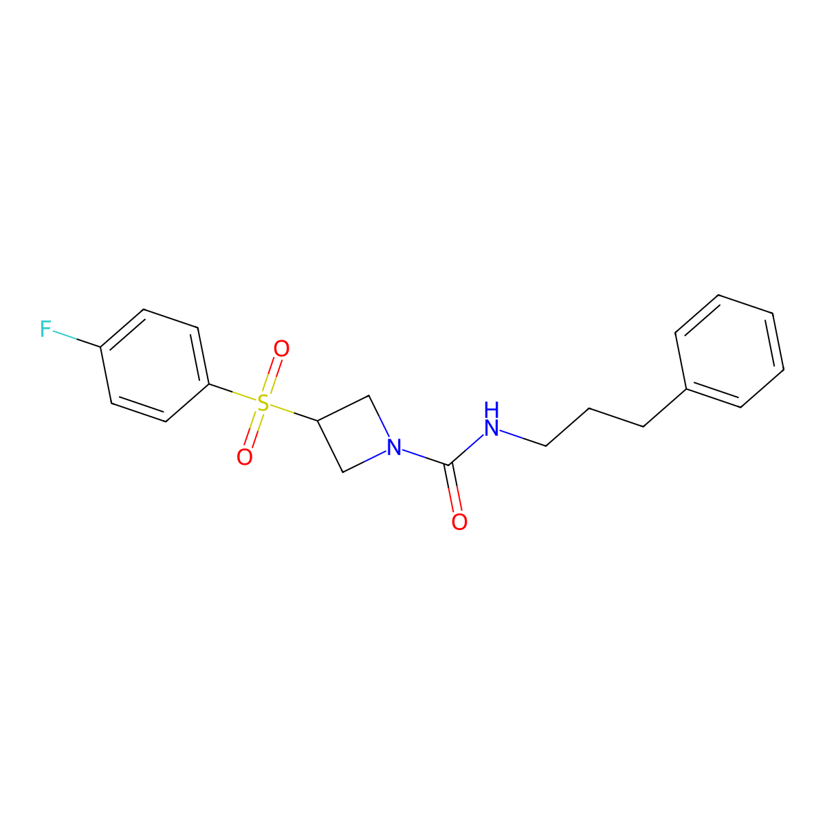 3-(4-fluorobenzenesulfonyl)-N-(3-phenylpropyl)azetidine-1-carboxamide molecular structure, CAS 1704646-47-8