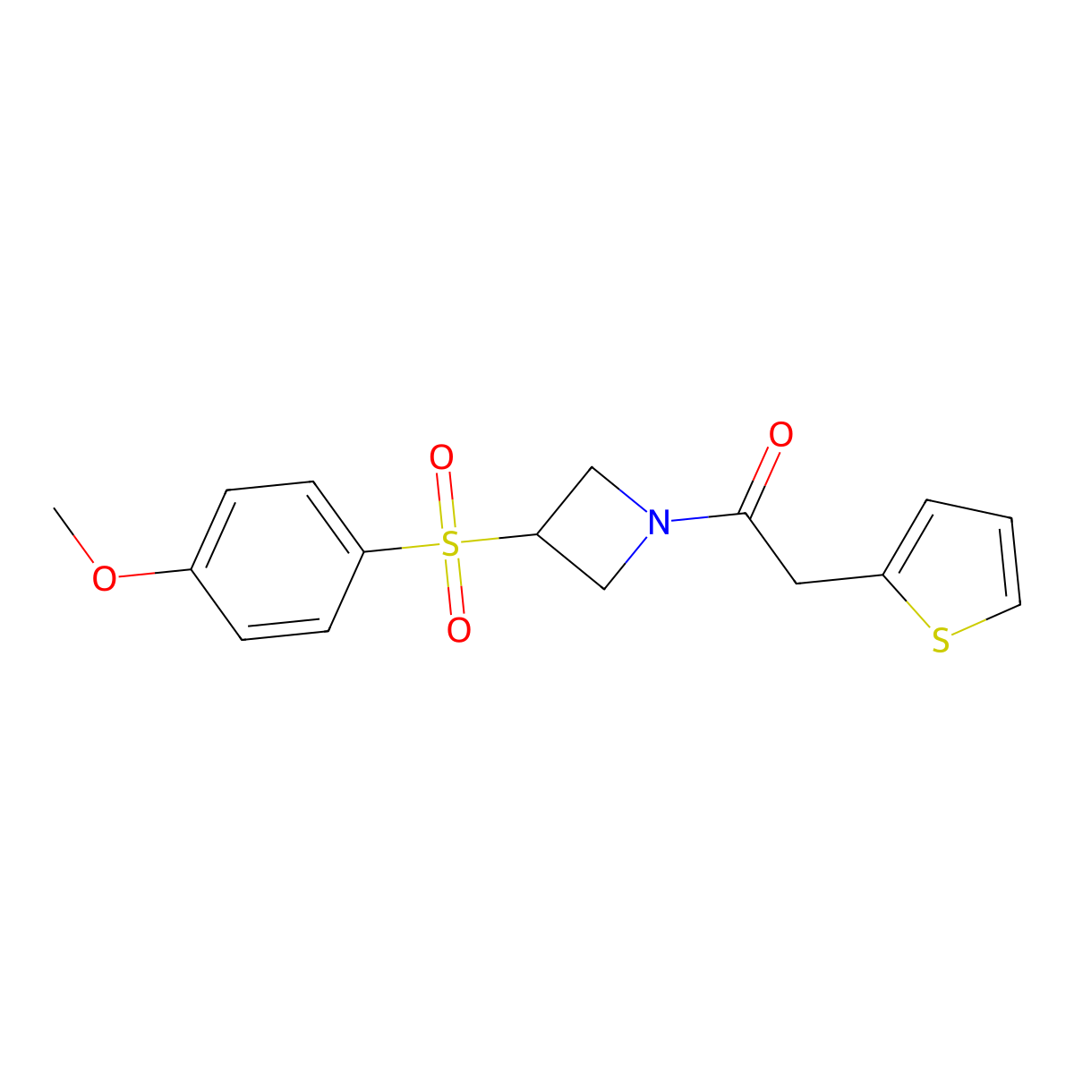 1-(3-((4-Methoxyphenyl)sulfonyl)azetidin-1-yl)-2-(thiophen-2-yl)ethanone molecular structure, CAS 1704647-42-6