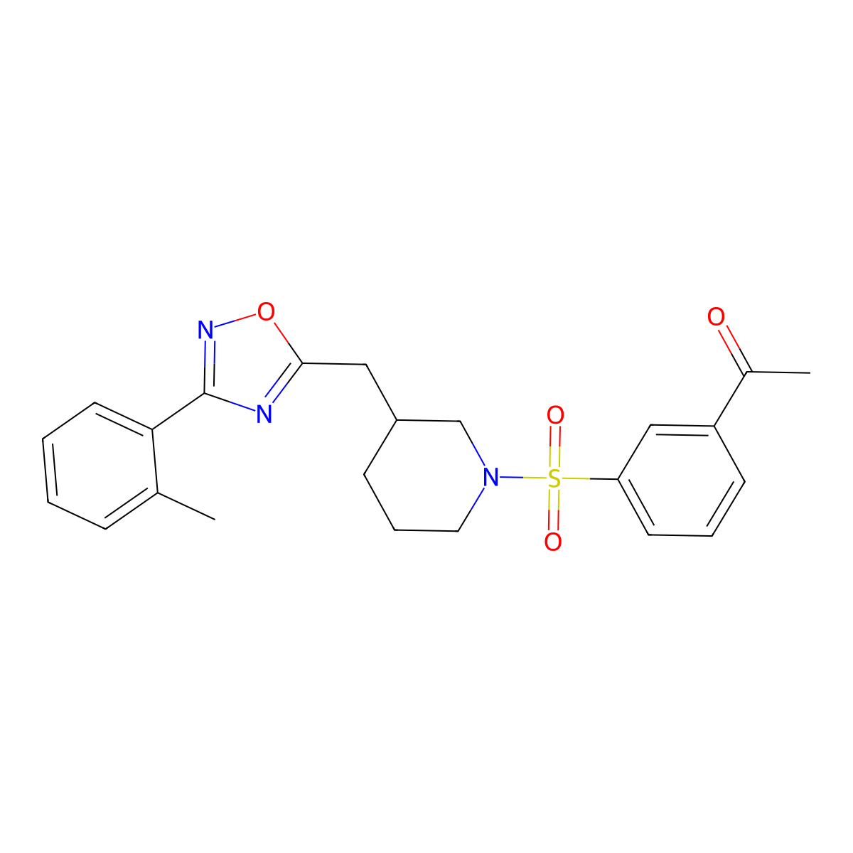 1-(3-((3-((3-(o-Tolyl)-1,2,4-oxadiazol-5-yl)methyl)piperidin-1-yl)sulfonyl)phenyl)ethanone molecular structure, CAS 1704648-75-8